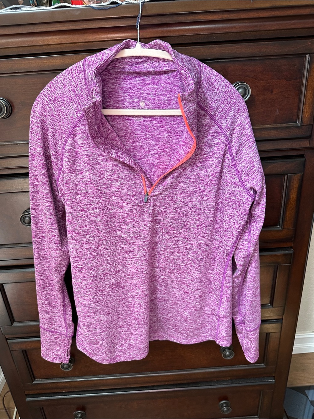 Tangerine Heathered Purple Quarter-Zip Pullover with Coral Trim